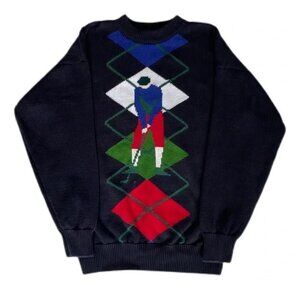 Vintage JantZen Golf Argyle Novelty Retro Knit Sweater
